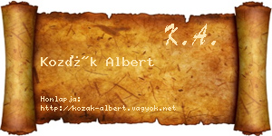 Kozák Albert névjegykártya