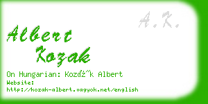 albert kozak business card